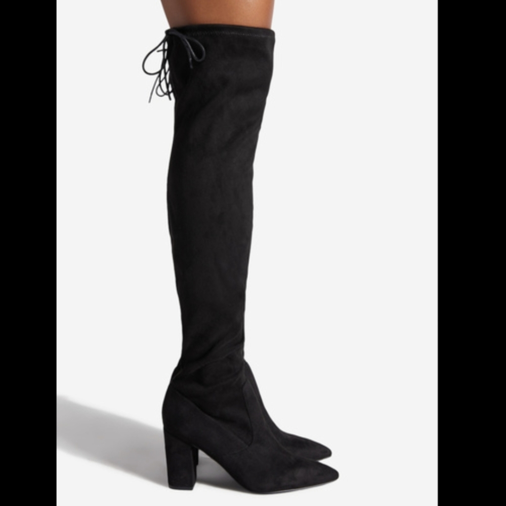 Black Aubriana Thigh High Boots - Picture 1 of 2